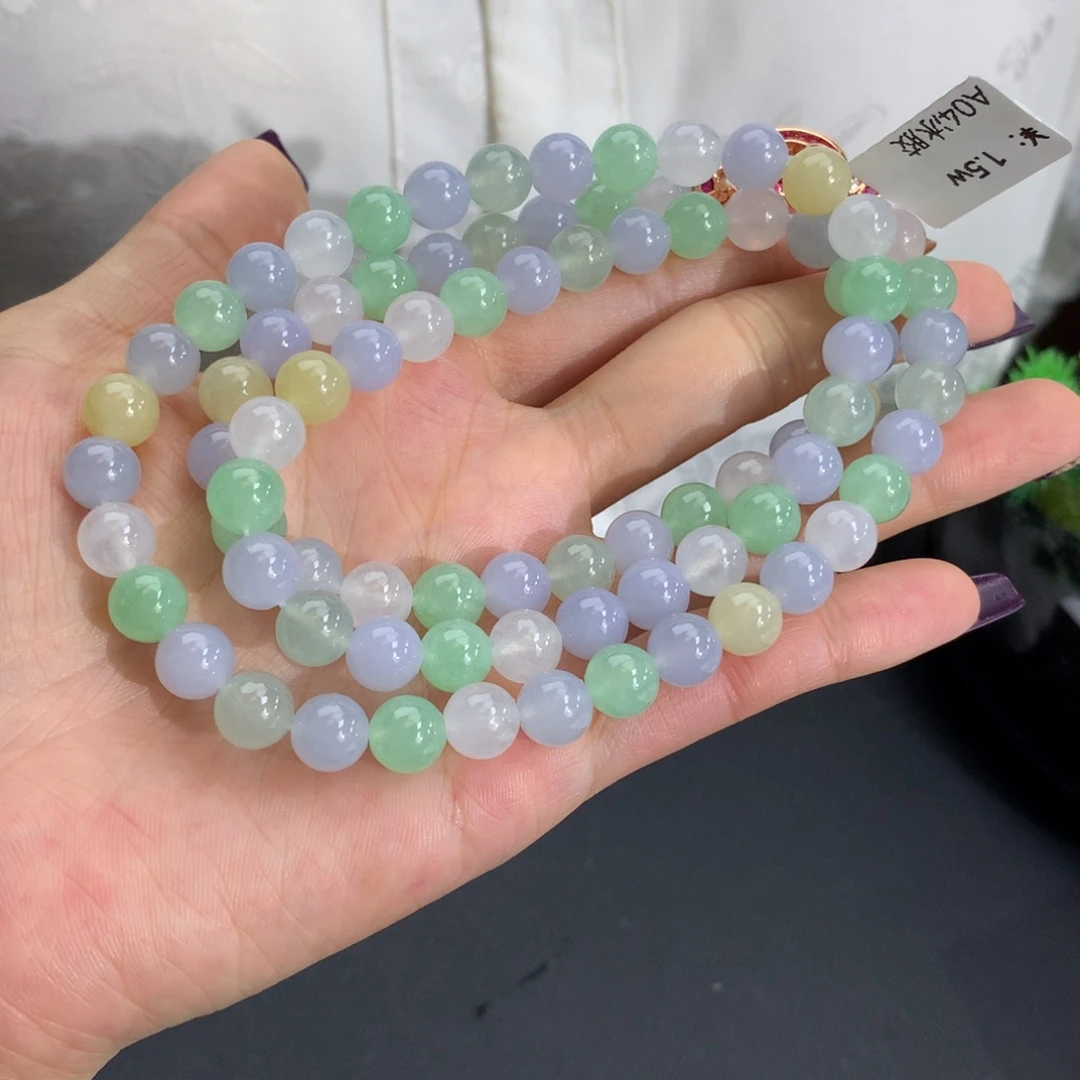 未镶嵌手链翡翠卡8冰胶多宝项链