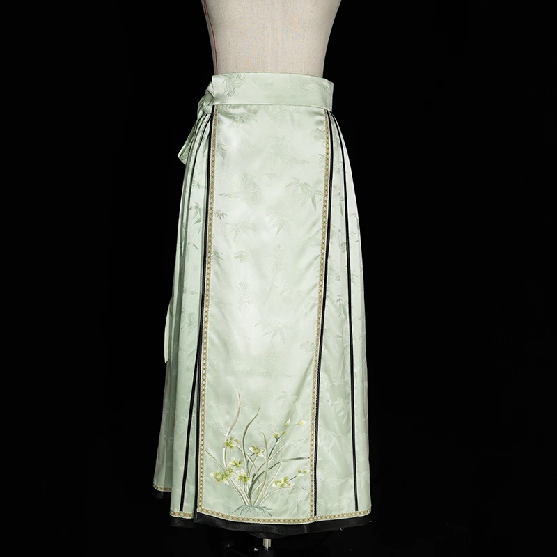 【姝华绣】100桑蚕丝中式清爽大气水蓝色马面裙Y032