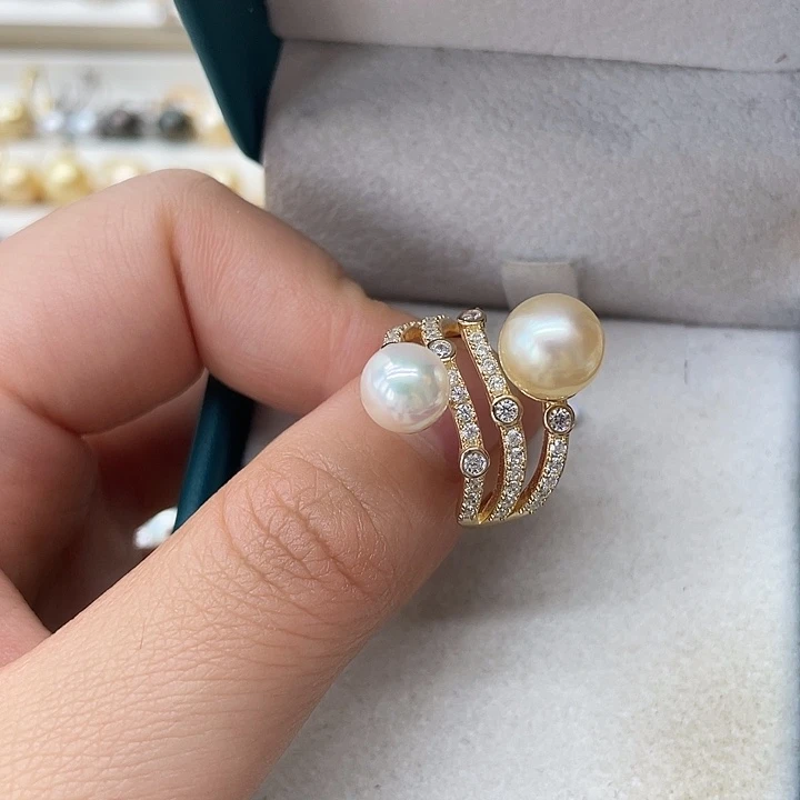 戒指银S925镶嵌海水珍珠