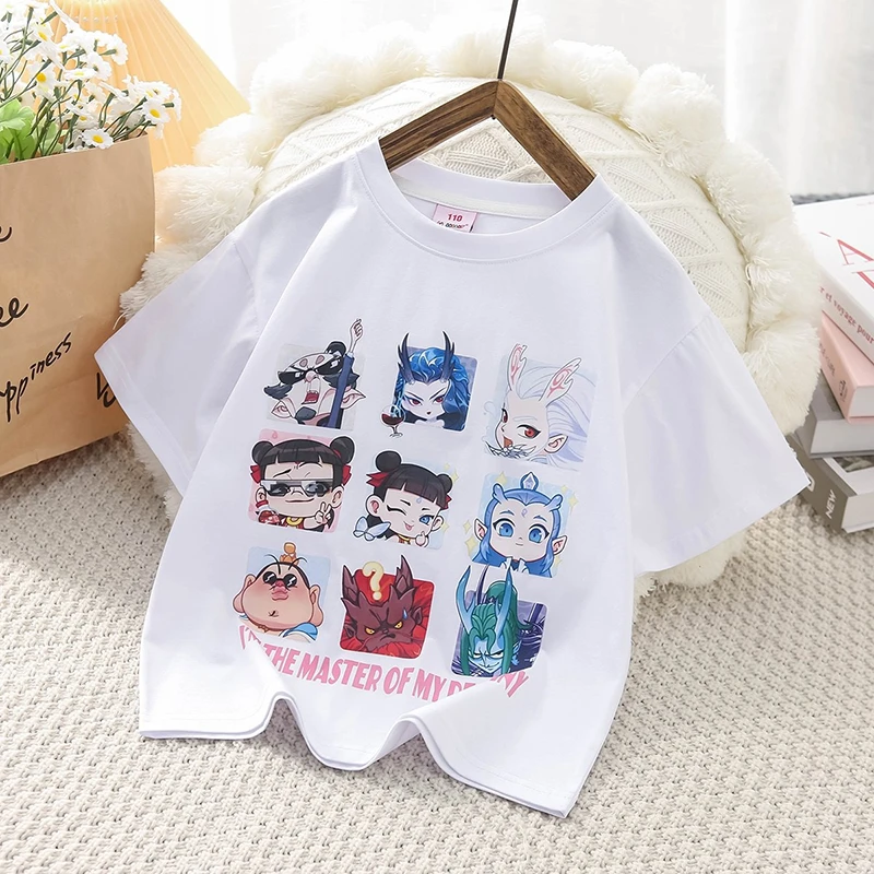 儿童卡通短袖T恤九宫格2025新款时尚哪吒周边短袖