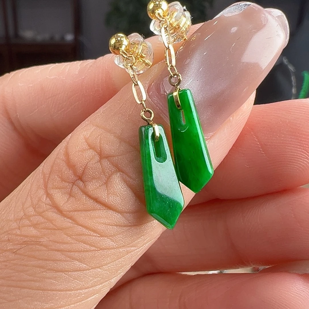 翡翠18K金镶嵌耳饰耳饰