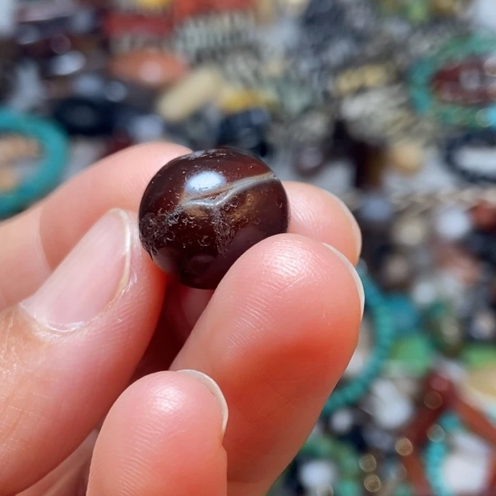 张***瑜纯铜石英石藏地密码藏传古珠珠
