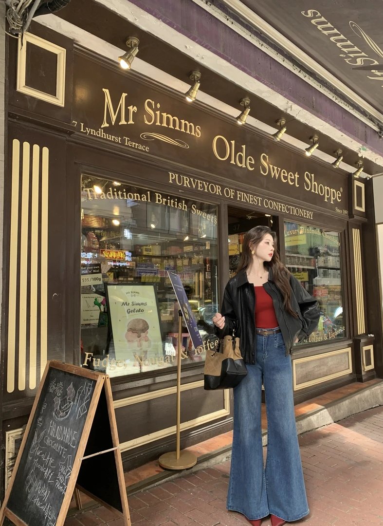 EIA一尧【私服丹宁裤】复古高腰显瘦牛仔裤气质微喇百搭日常ins长裤