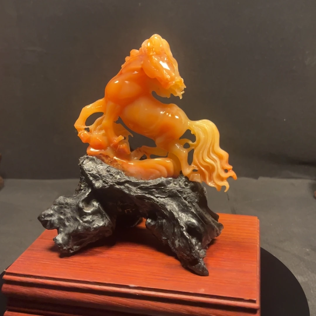 静***水寿山石摆件1111寿山石骏马摆件