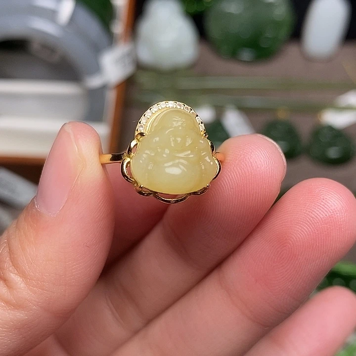 和田玉银S925镶嵌戒指