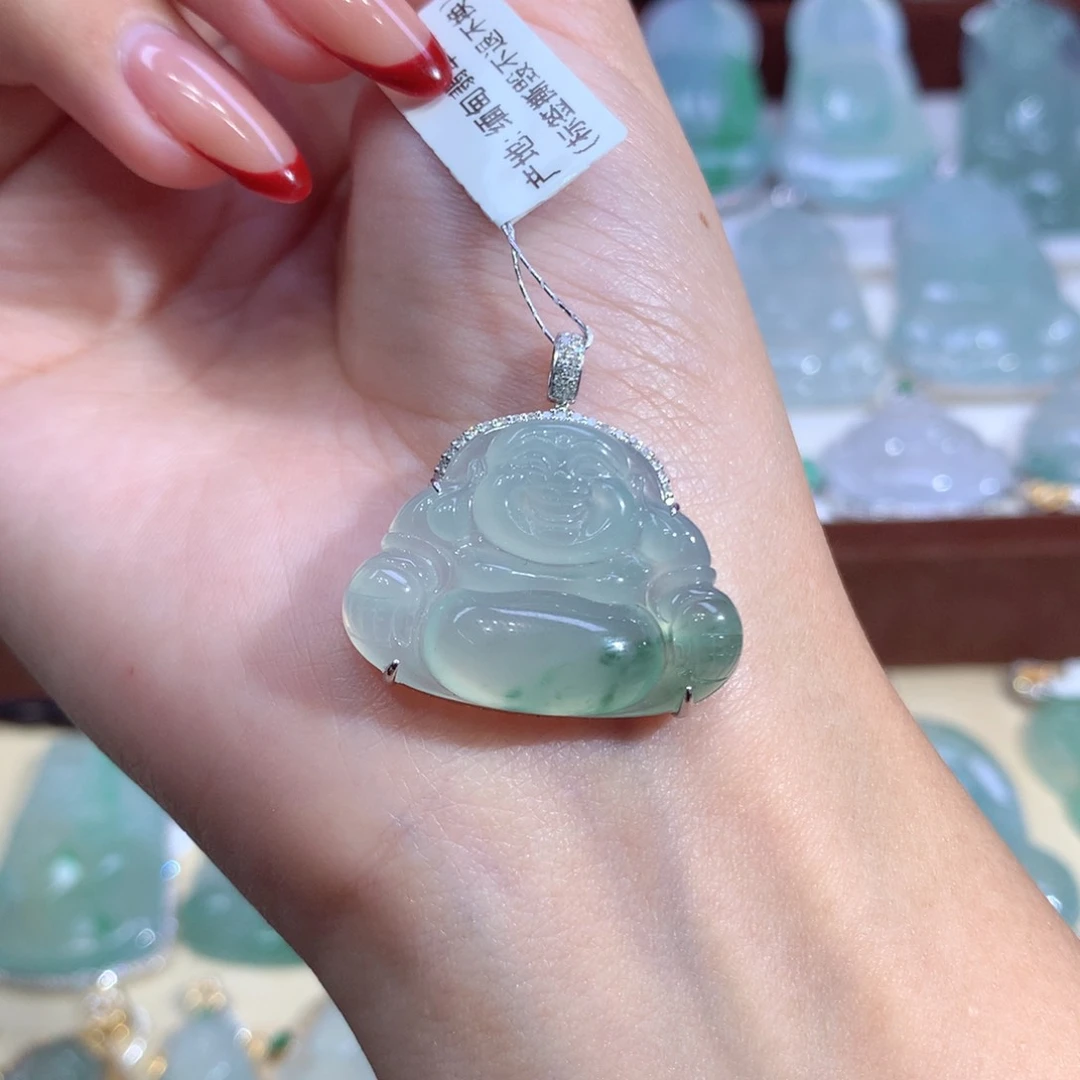吊坠(不含链)18K金镶嵌翡翠
