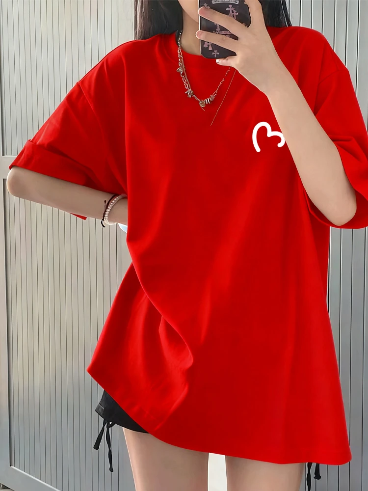 新年战袍红色纯棉短袖t恤女童2026马年本命年大童国潮全家福上衣