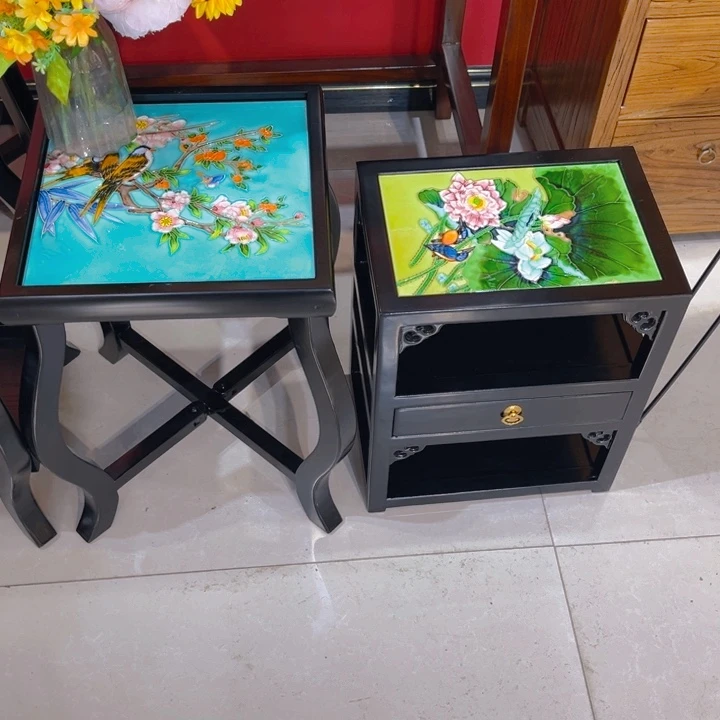 木瓷板画艺术作品柜子加桌子