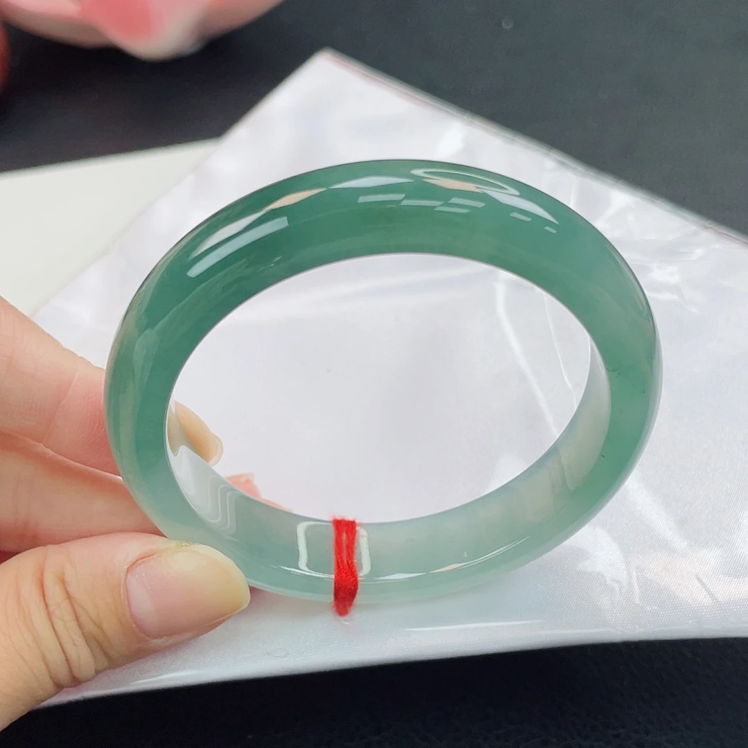 翡翠未镶嵌手镯宝石蓝绿 月牙泉