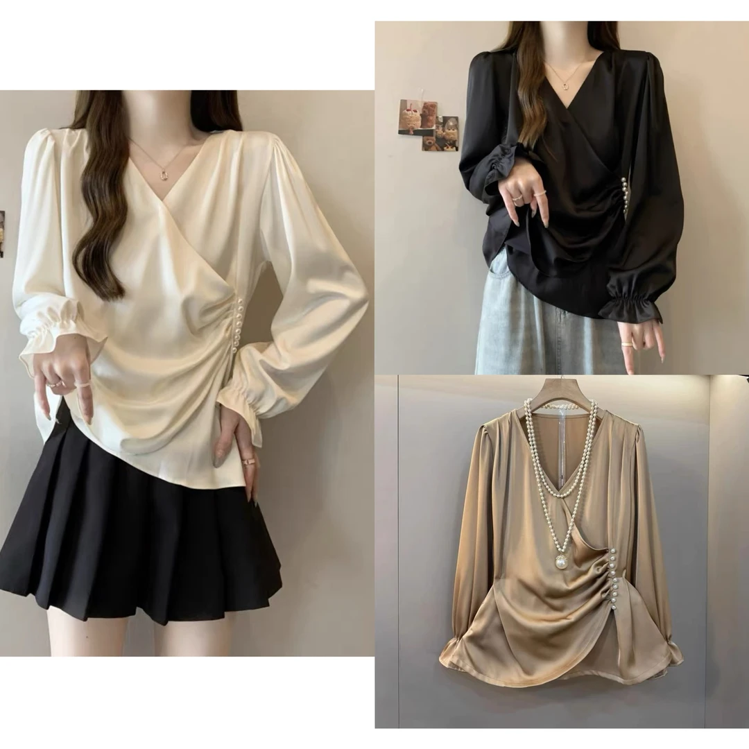 2025春季新款法式气质款高级感醋酸打底上衣8607