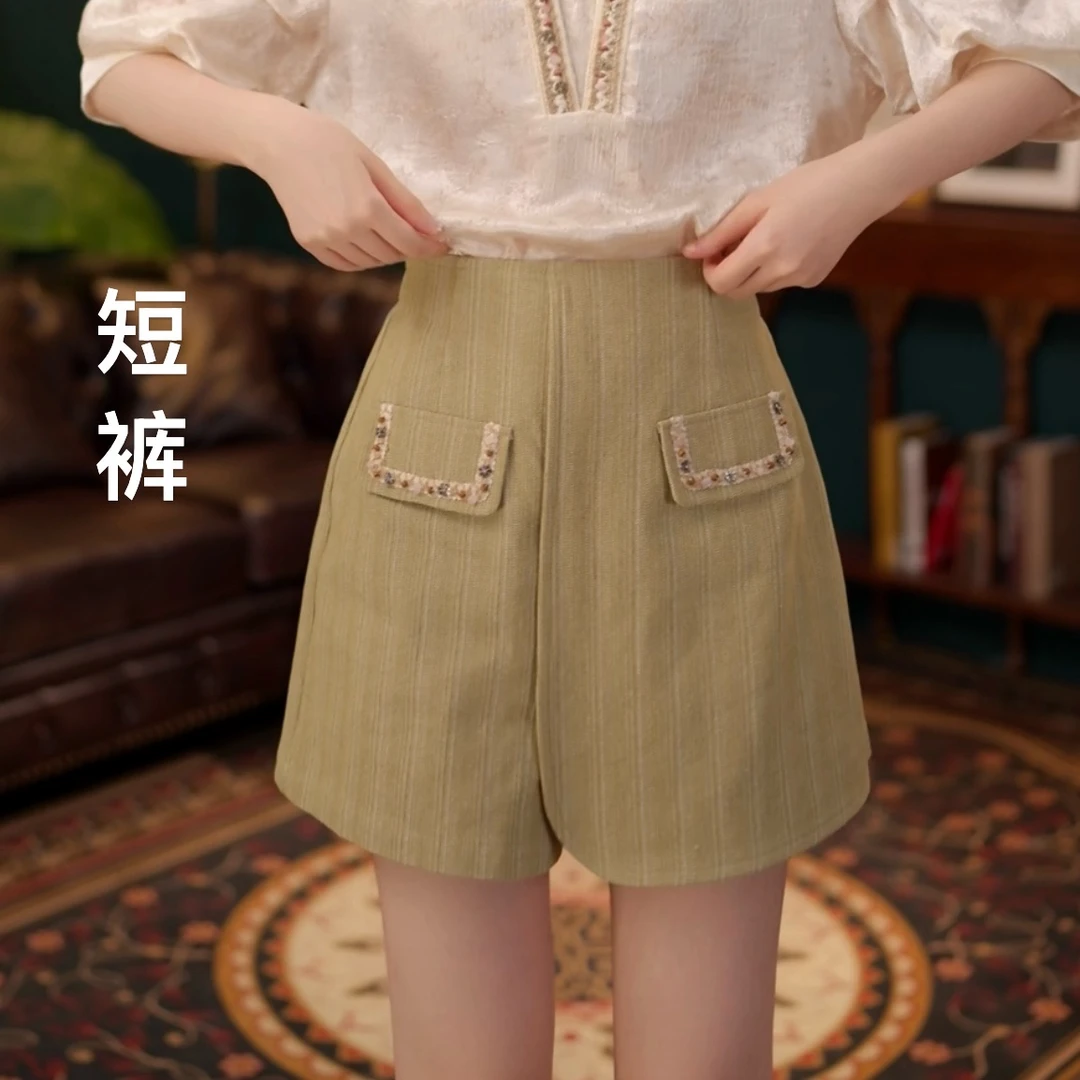 琦琦【逢花春雨】温柔风短裙女夏季高腰A字显瘦短裤YF1102474