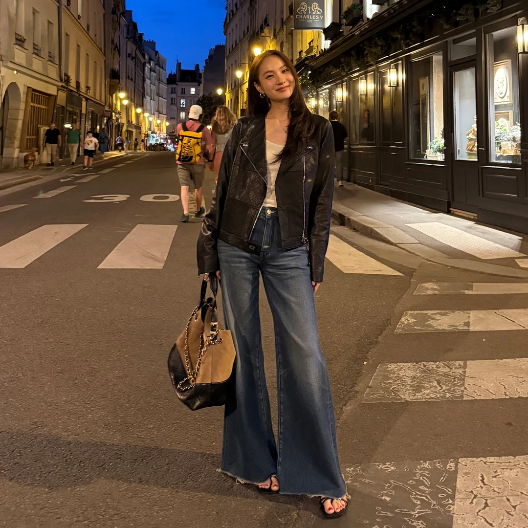 KEEP KAPU靠谱【腿精秘籍】大牌同款复古蓝毛边牛仔裤KP250947