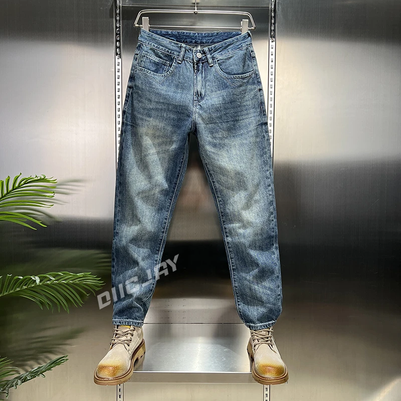 LILO男装秋冬新款美式复古水洗工装宽松直筒微锥个性硬汉牛仔裤男