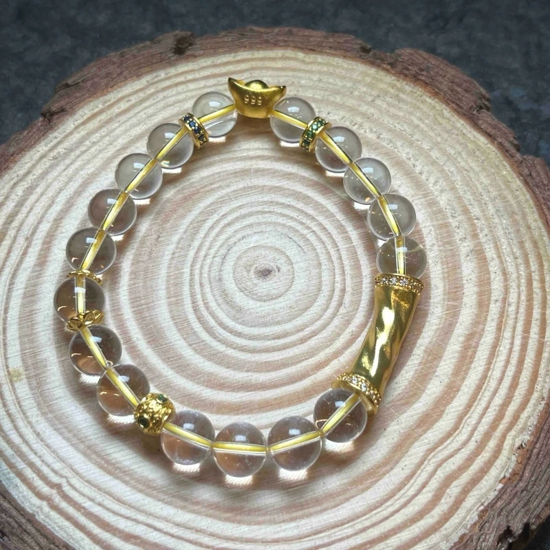 【魏来意】镀K金 点钻琉璃珠串手链-6-7mm 22*5mm