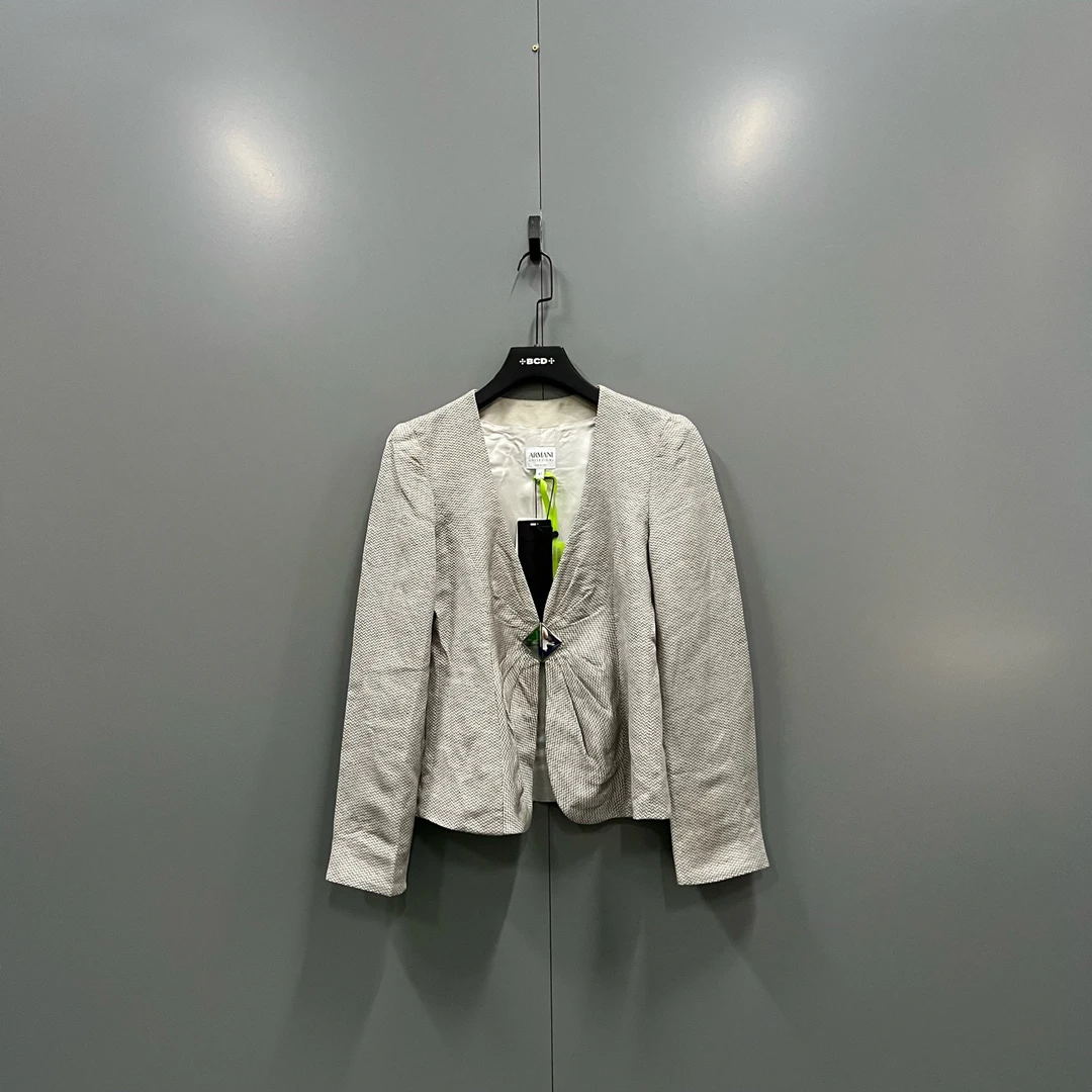 99新 GIORGIO ARMANI/阿玛尼 zz52 混色V领外套 42码/608193