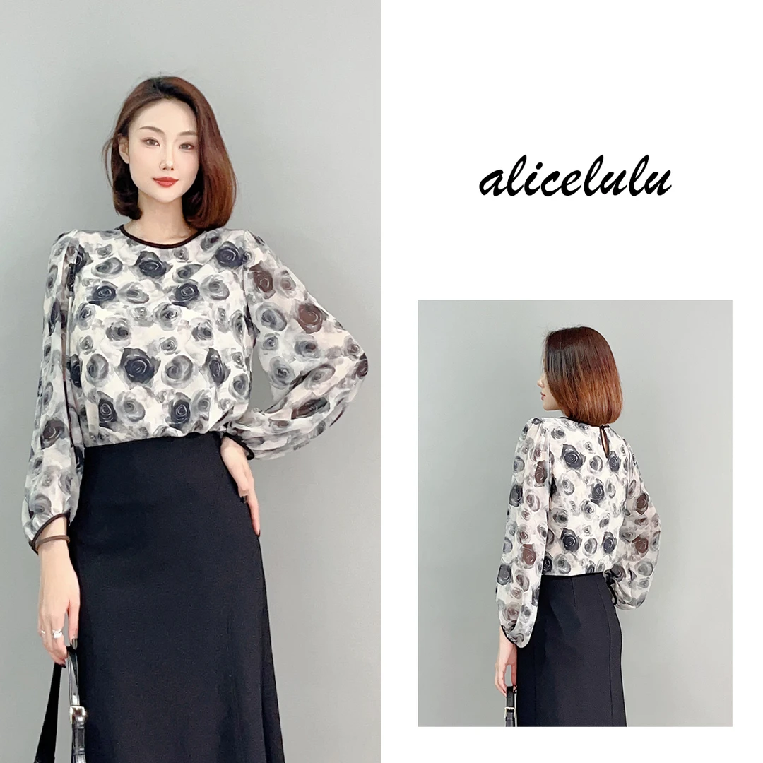 5 ALICE “诗意玫瑰”衬衫 水墨晕染 轻盈飘逸 S2141939E