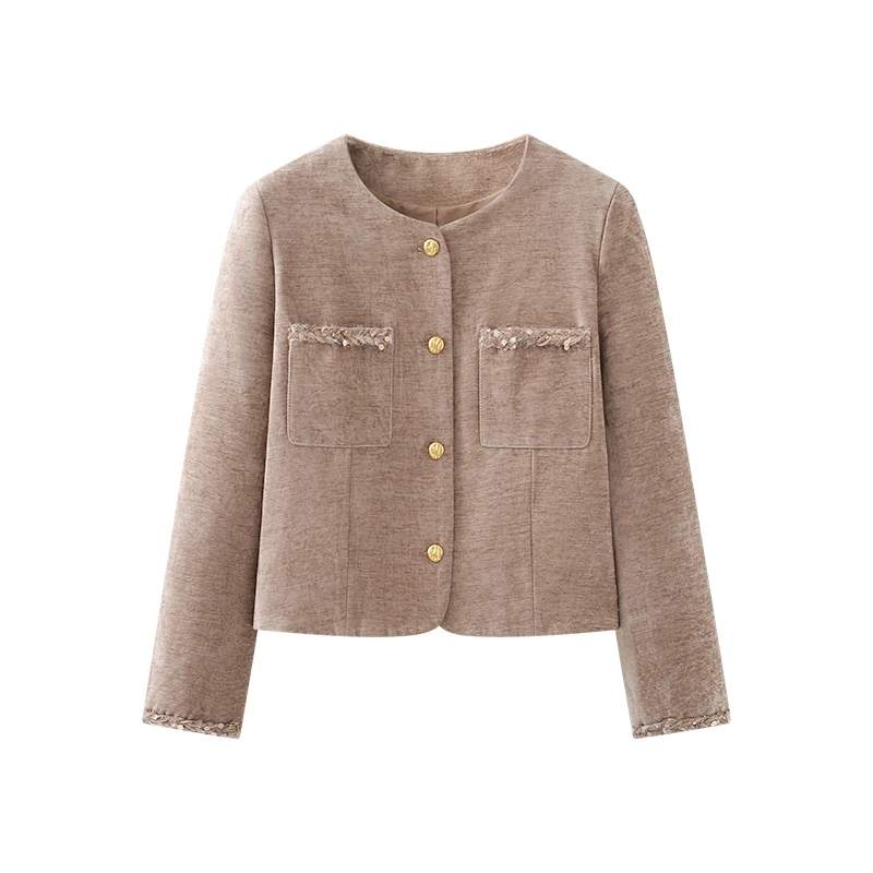 老钱风！简约气质有质感 纯色亮片小香风外套显瘦正肩 上衣