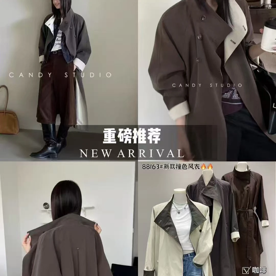 秋季新款高级感宽松显瘦中长款英伦风女士风衣外套