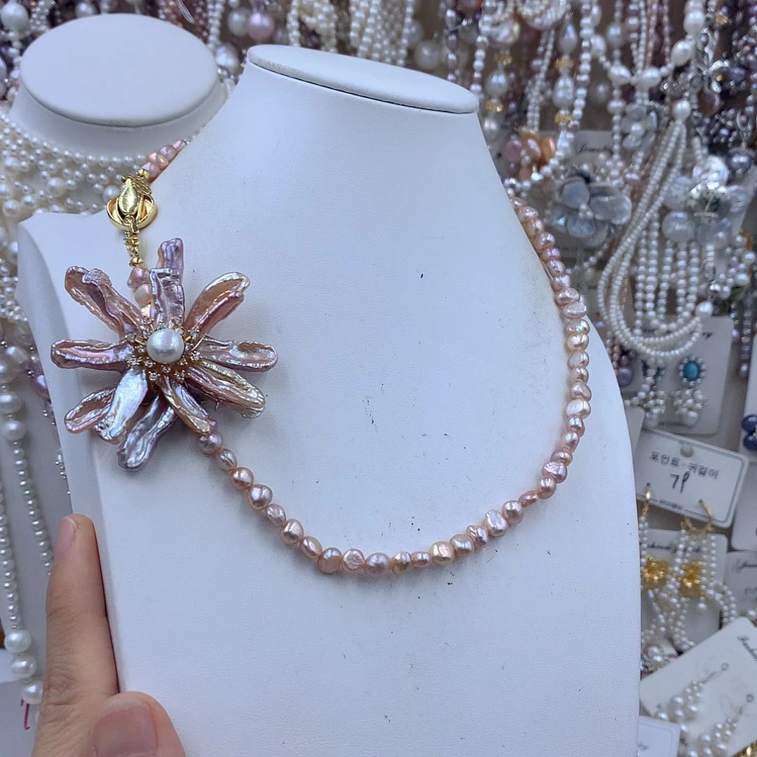 机***e银S925镶嵌淡水珍珠项链耳饰