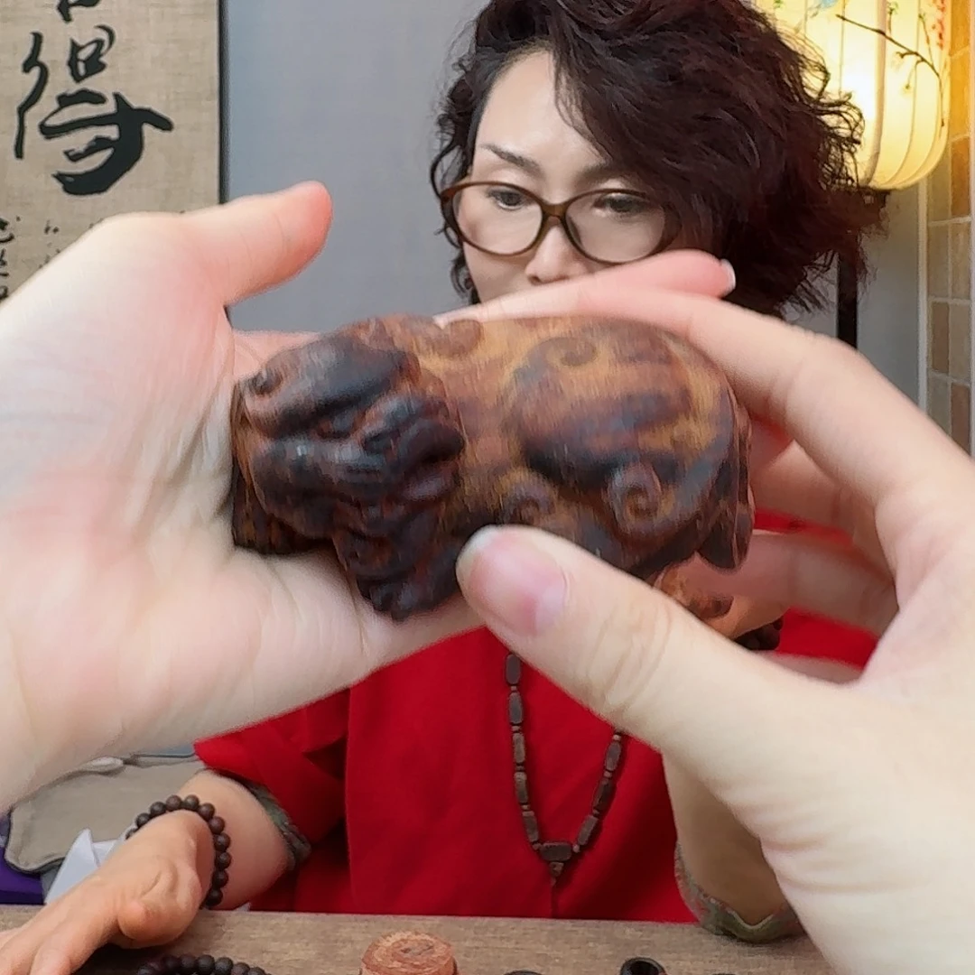降真香把件心*海南降真香手把件