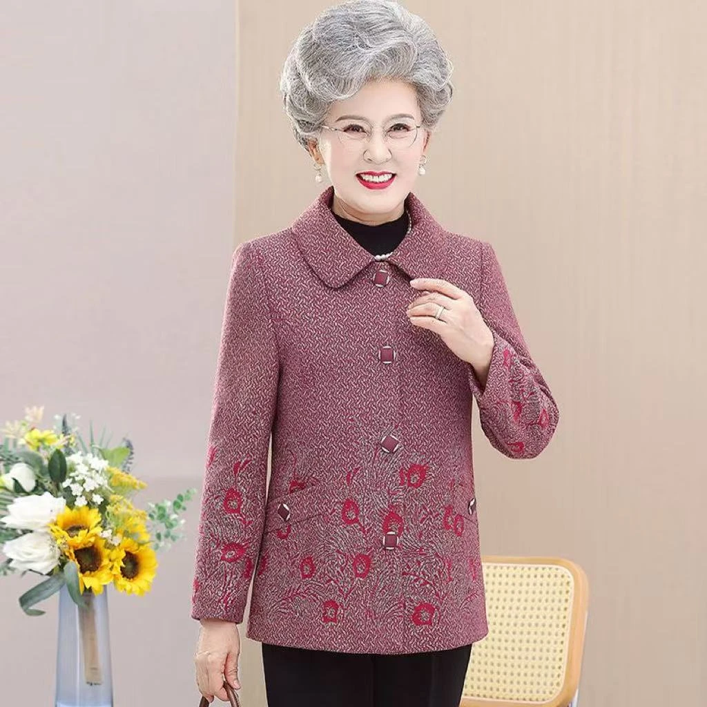 8077-老年人春装女外套衣服中老年妈妈装春秋上衣【新仓库10-3-1】