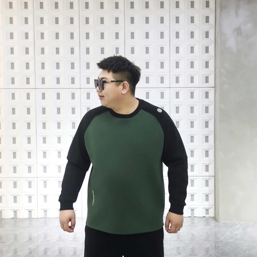 （加绒）大码男装 秋季拼接 撞色 时尚潮流 打底卫衣72735