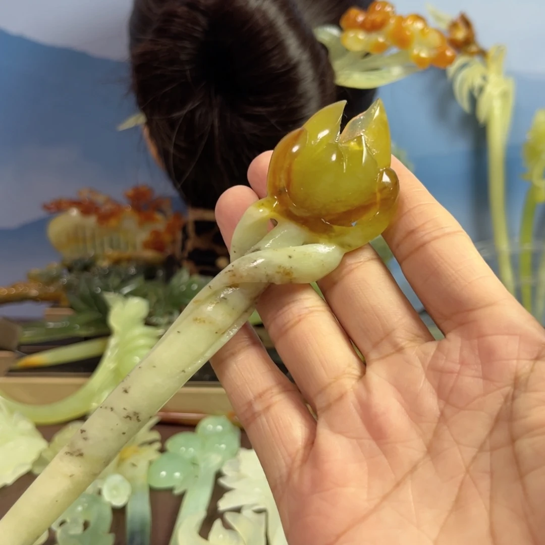 蛇纹石玉发饰未镶嵌