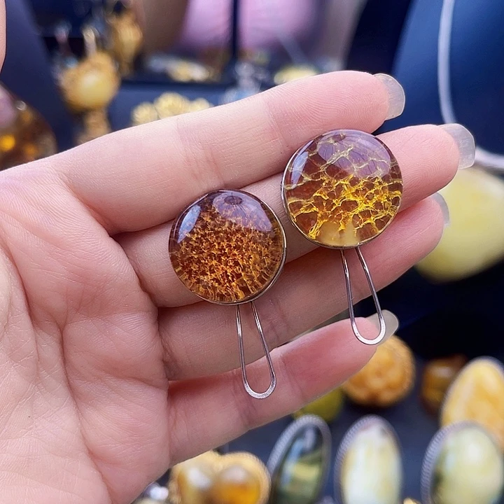 琥珀银S925镶嵌裸石