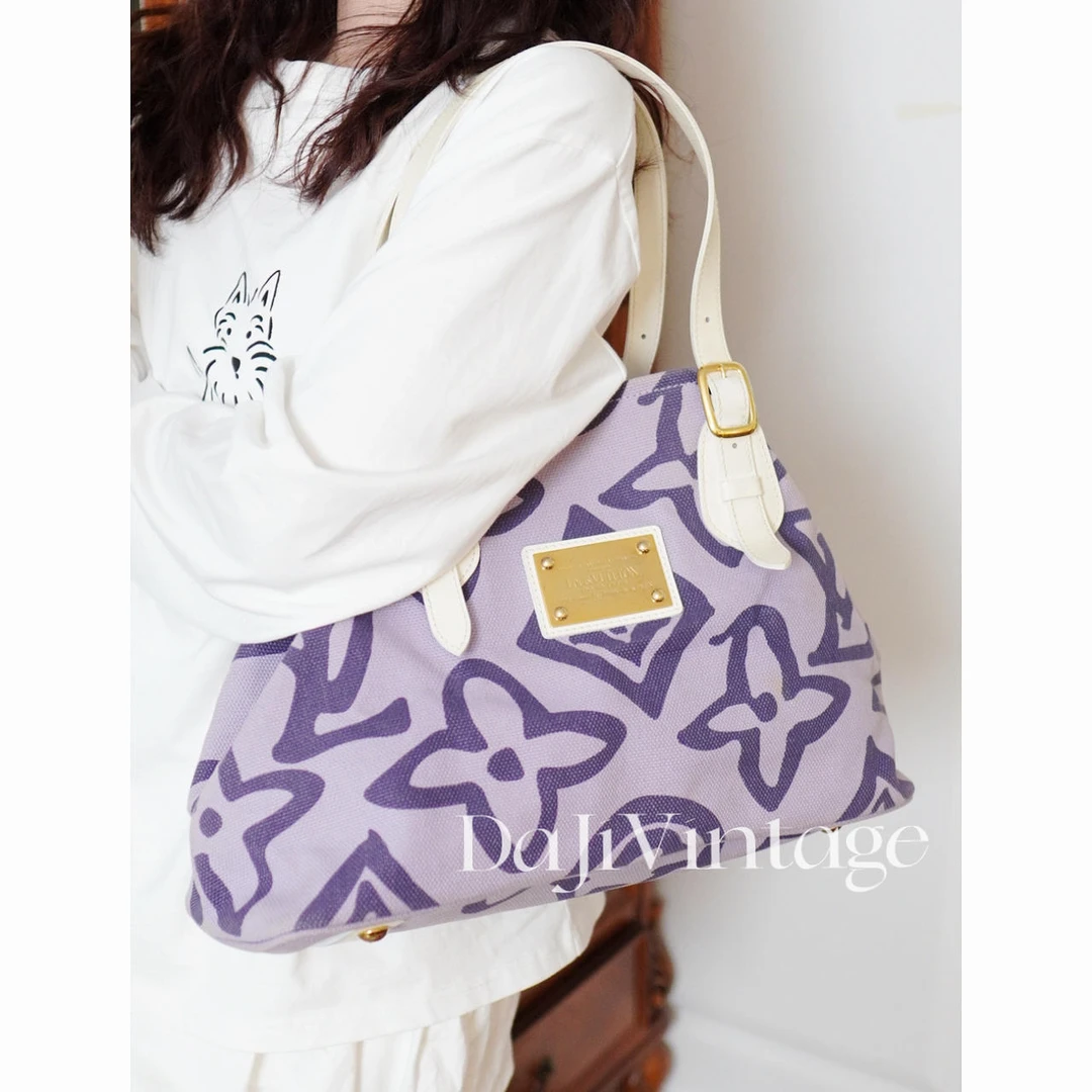 95新 LouisVuitton/路易威登 大吉中古/Lv紫色大溪地限定tote