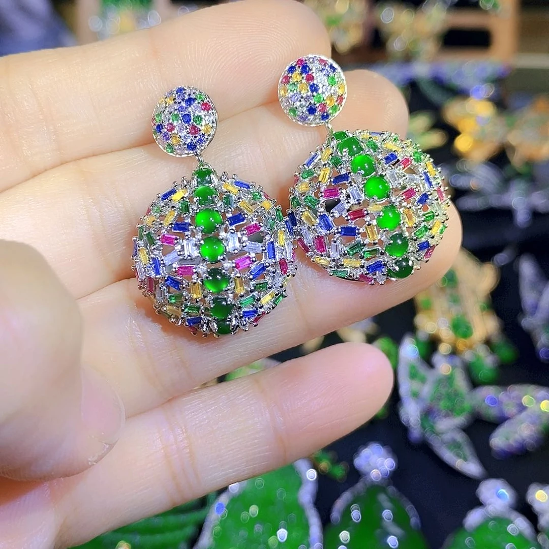 吊坠(不含链)银S925镶嵌翡翠