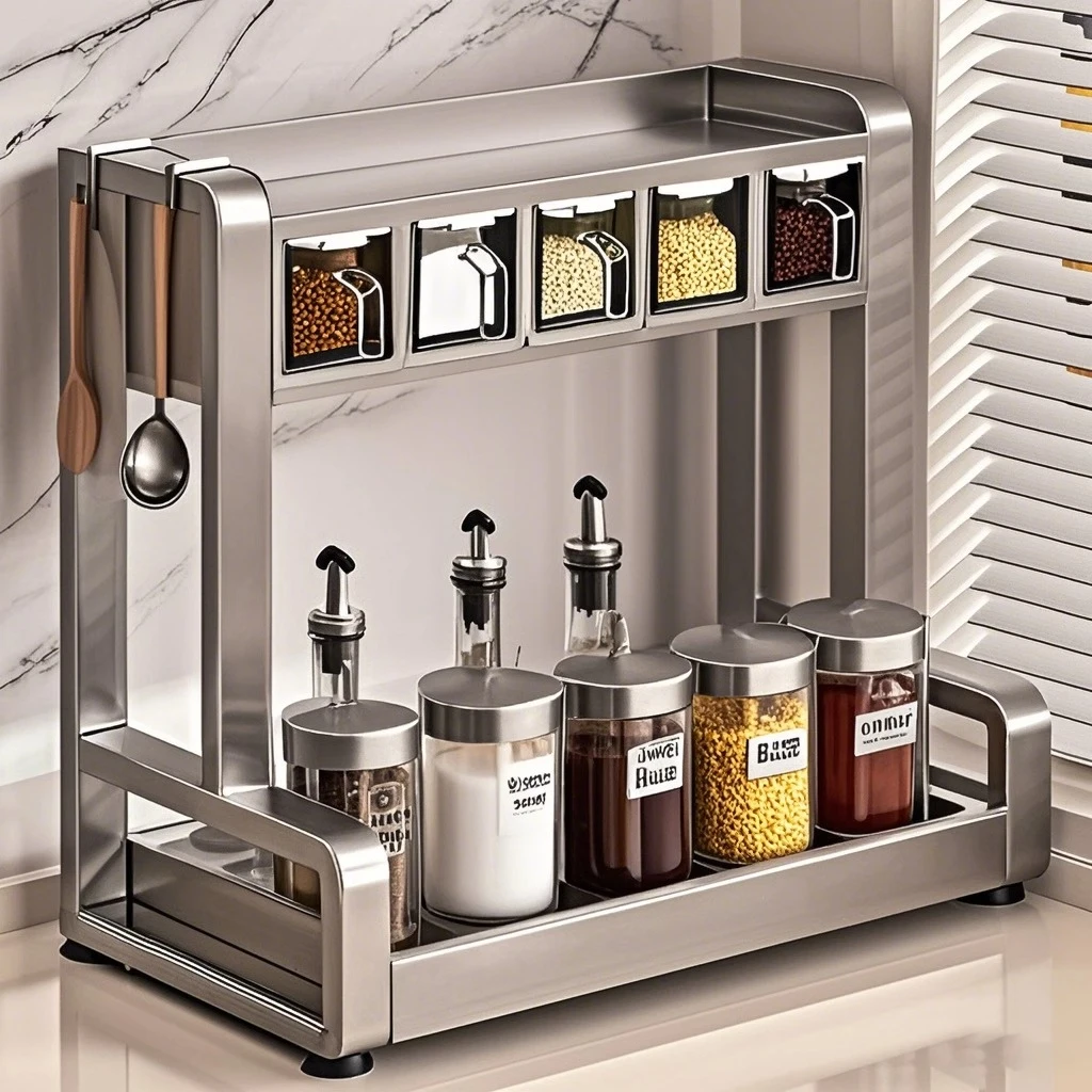 多功能厨房置物架收纳盒调味料收纳架调料盒调料罐架子家用
