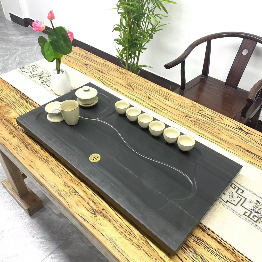 茶道皇庭玉天然整块原石简约易打理家用客厅办公高端石茶盘