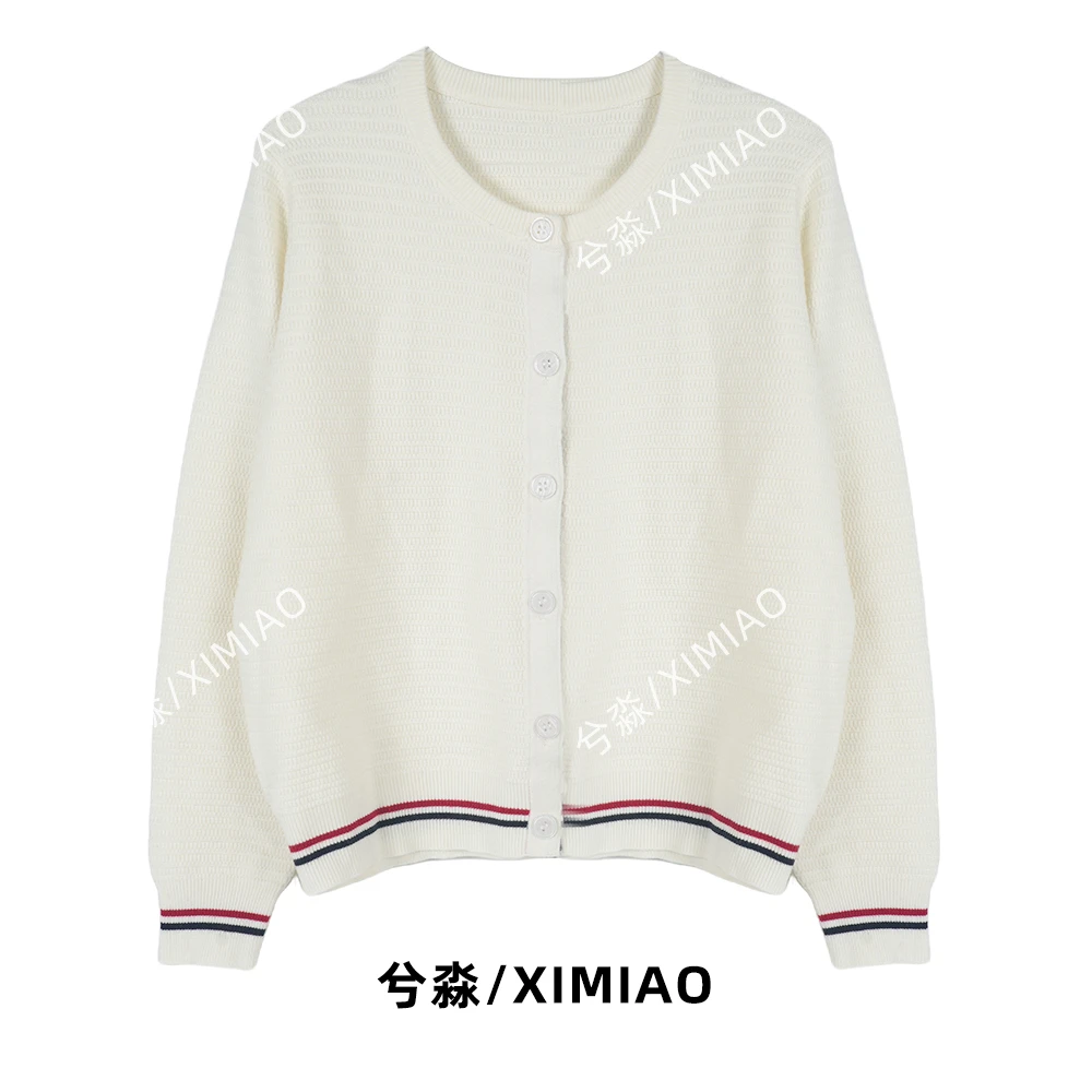 针织圆领毛针织衫英伦风针织上衣秋冬长袖开衫小香风