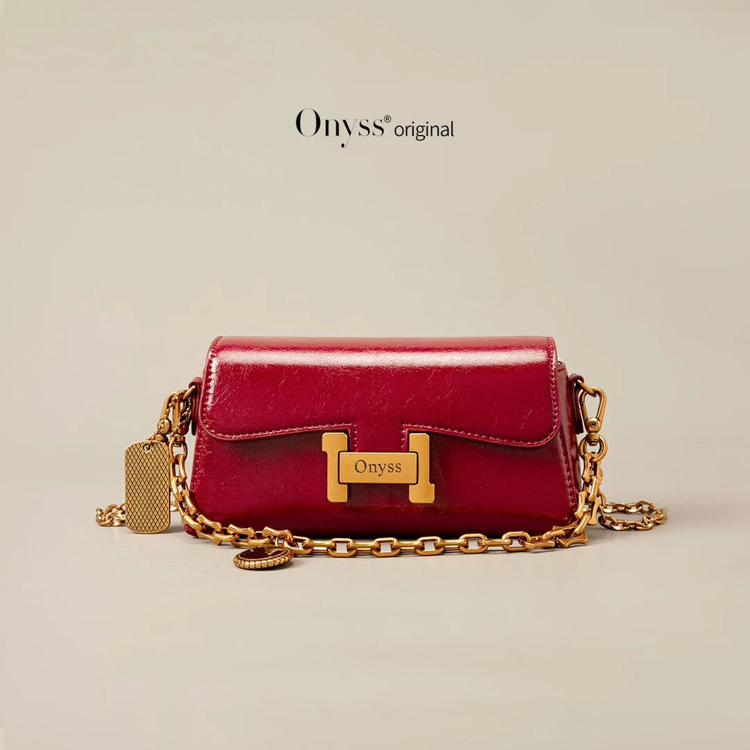 Onyss「人间值得」新款真皮小包包女精致链条包百搭单肩斜挎沙漏包