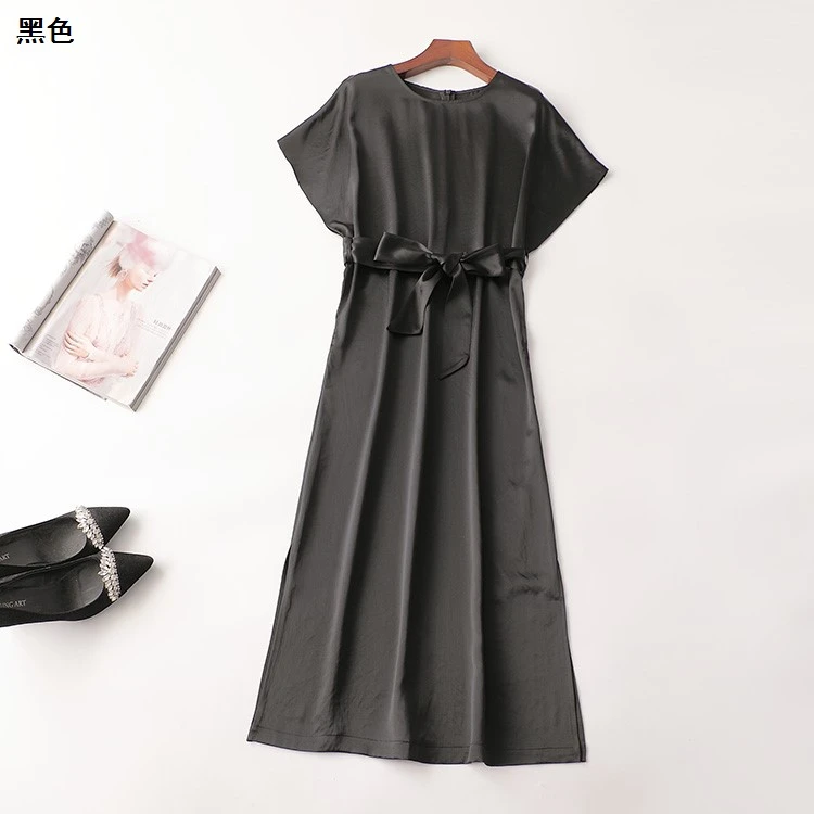 408369夏加长款短袖圆领连衣裙