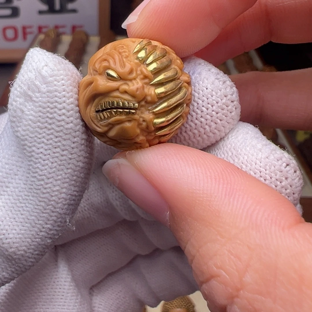 把件猴头核桃镶嵌款吞噬嗔怒佛爷全品有正常封口线