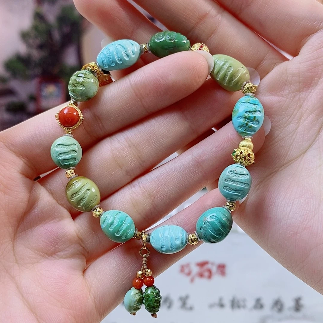 银S925镀金镶嵌绿松石珠宝奇石