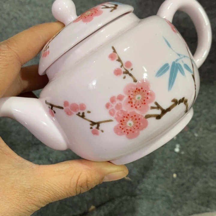 盖碗陶瓷红稀土翠竹红梅茶壶