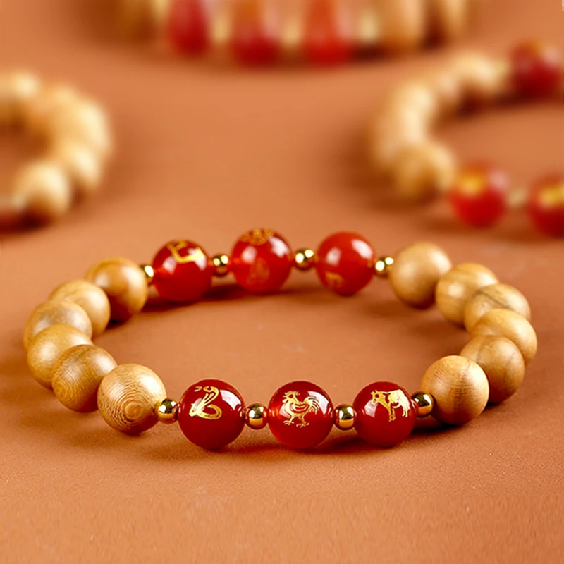 非金属木质手链 正宗桃木泰山三合六合手链十二生肖上等随身手工