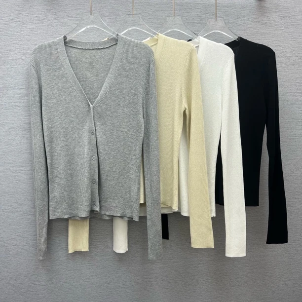 【CHENFREE】春夏新款V领针织开衫修身显瘦气质百搭上衣