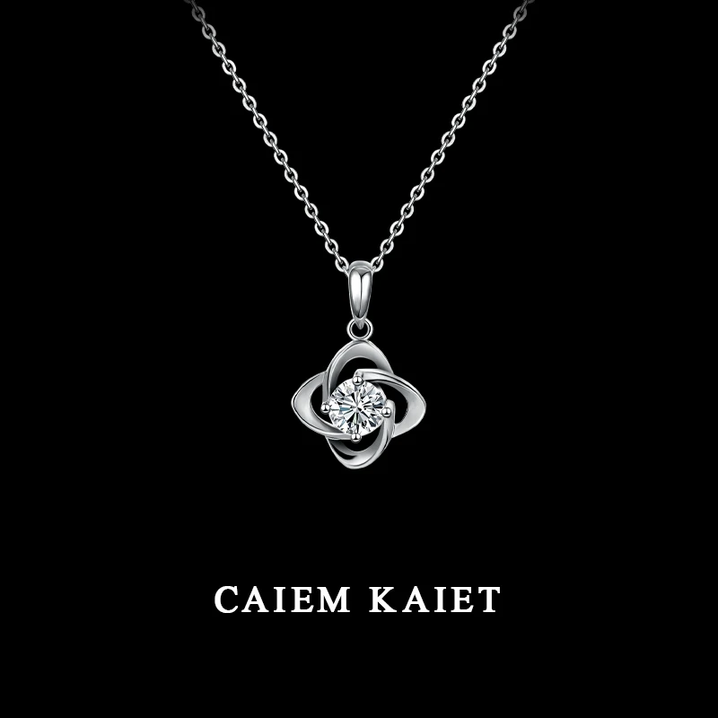 CAIEM KAIET 链子足银 S999纯银锆石幸运四叶草项链女时尚锁骨链