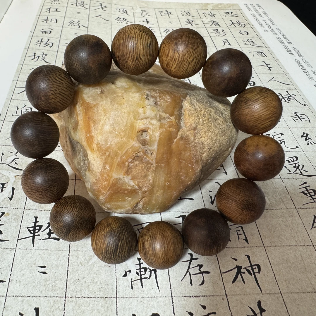 Z-463【文莱黑棋黑油糖结老料手串】单圈卡16mm、36.14g