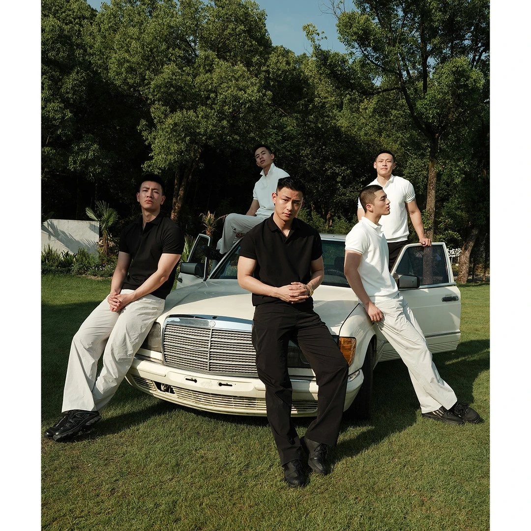 美式海鸥领POLO衫短袖男士轻薄通勤商务针织弹力板正T恤上衣