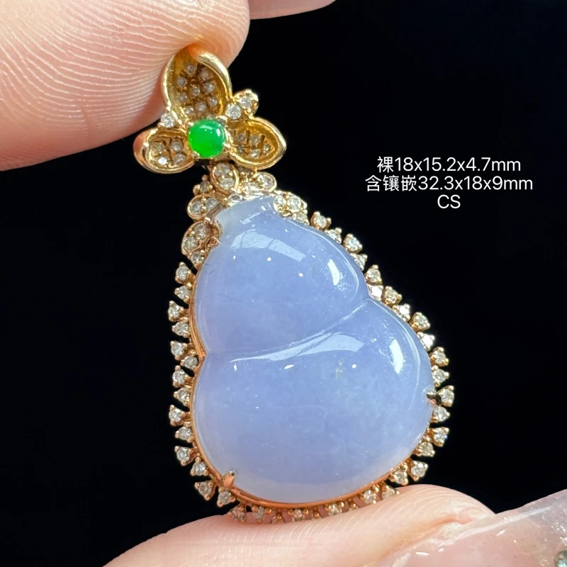 18K金镶嵌缅甸天然翡翠A货吊坠（下单咨询客服）CS