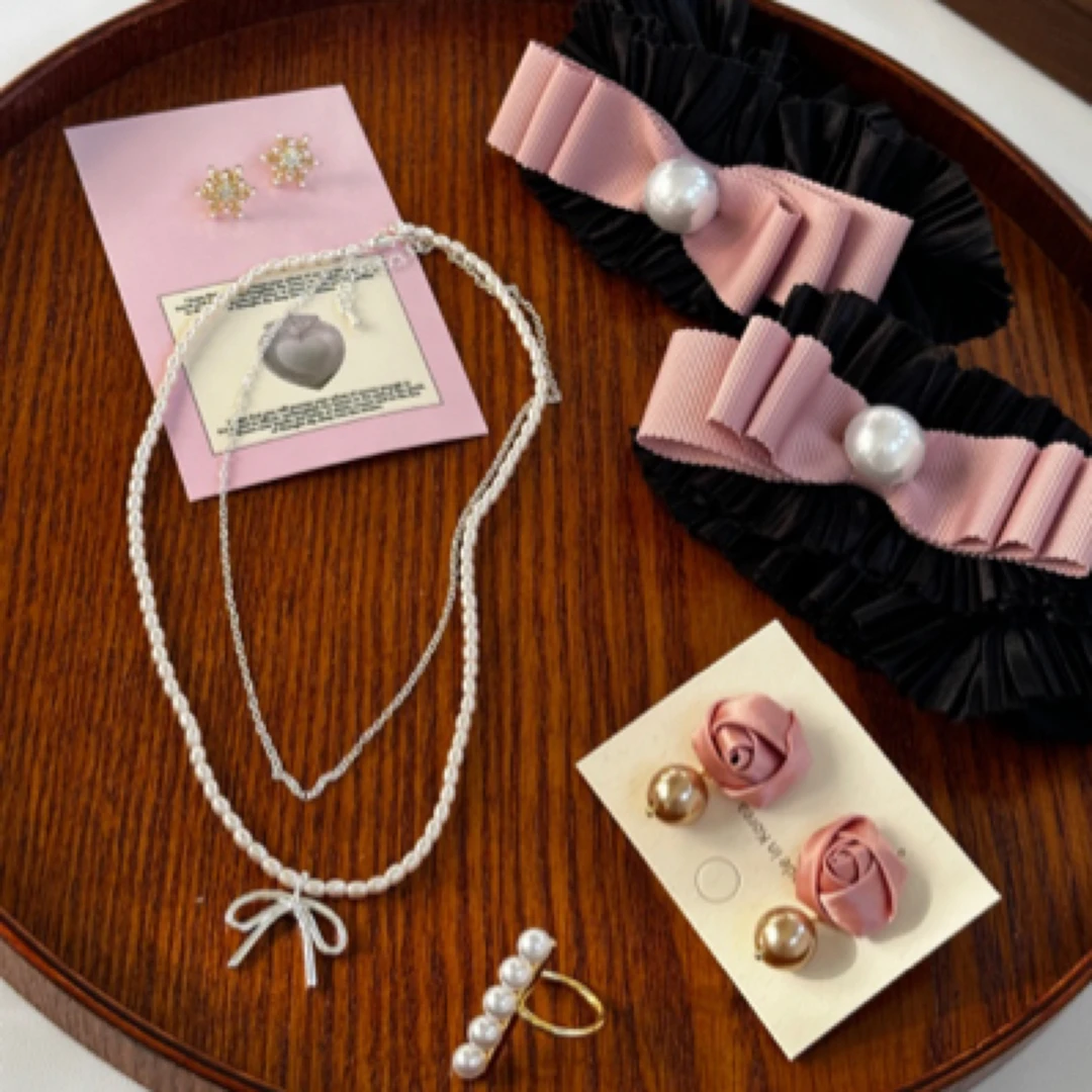 简约小香风韩版法式女手工植物花卉ins蝴蝶结韩饰