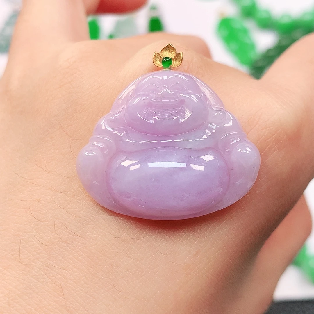 吊坠(不含链)18K金镶嵌翡翠