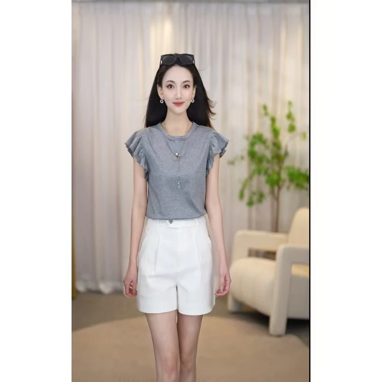 阿玛施【官方正品】新款春游出行百搭短袖时尚气质休闲T恤女530047