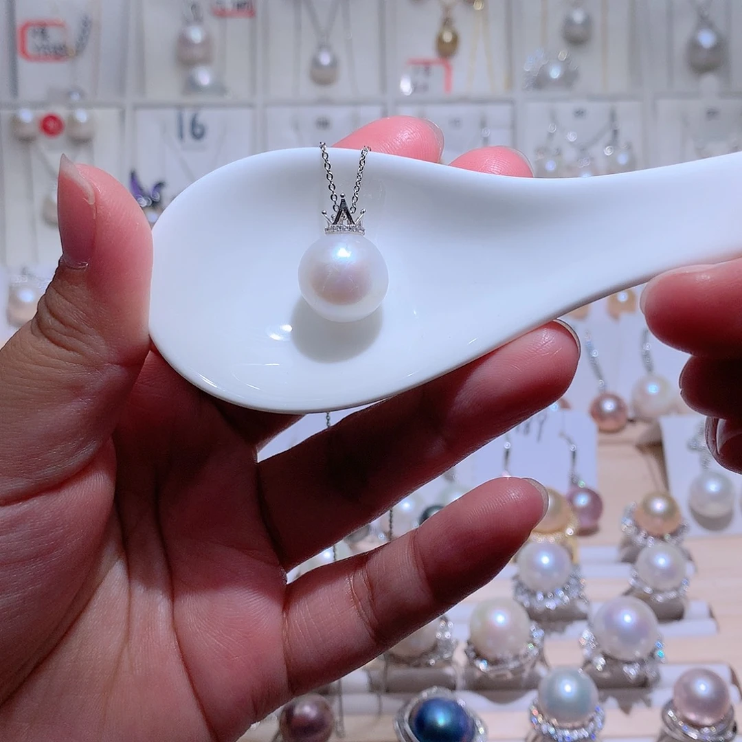 银S925镶嵌淡水珍珠吊坠(赠链)CC14.2mm