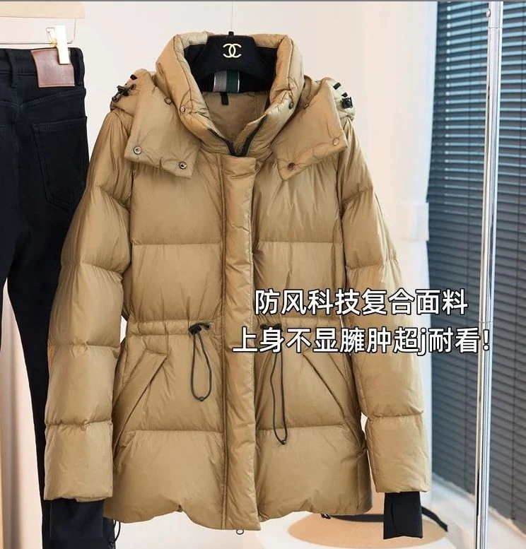 A704常规款半开领短款厚款拉链连帽女装大码收腰