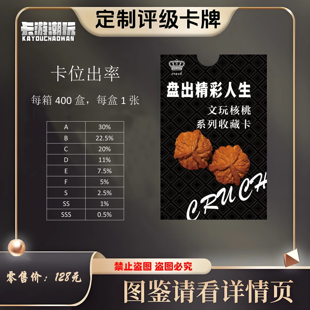 天天快楽文玩核桃评级收藏卡 拍10开12（定制盲盒产品 拆盒不退）